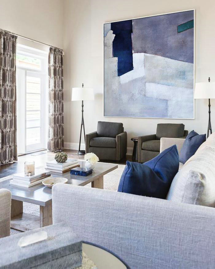 Hand Painted Extra Large Abstract Painting,Oversized Contemporary Art,Acrylic Painting Wall Art,Grey,Blue,White,Duck Green.etc